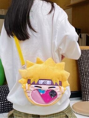 New Naruto-Inspired Yellow Plush Crossbody Bag Cute Anime Design uzumaki purse